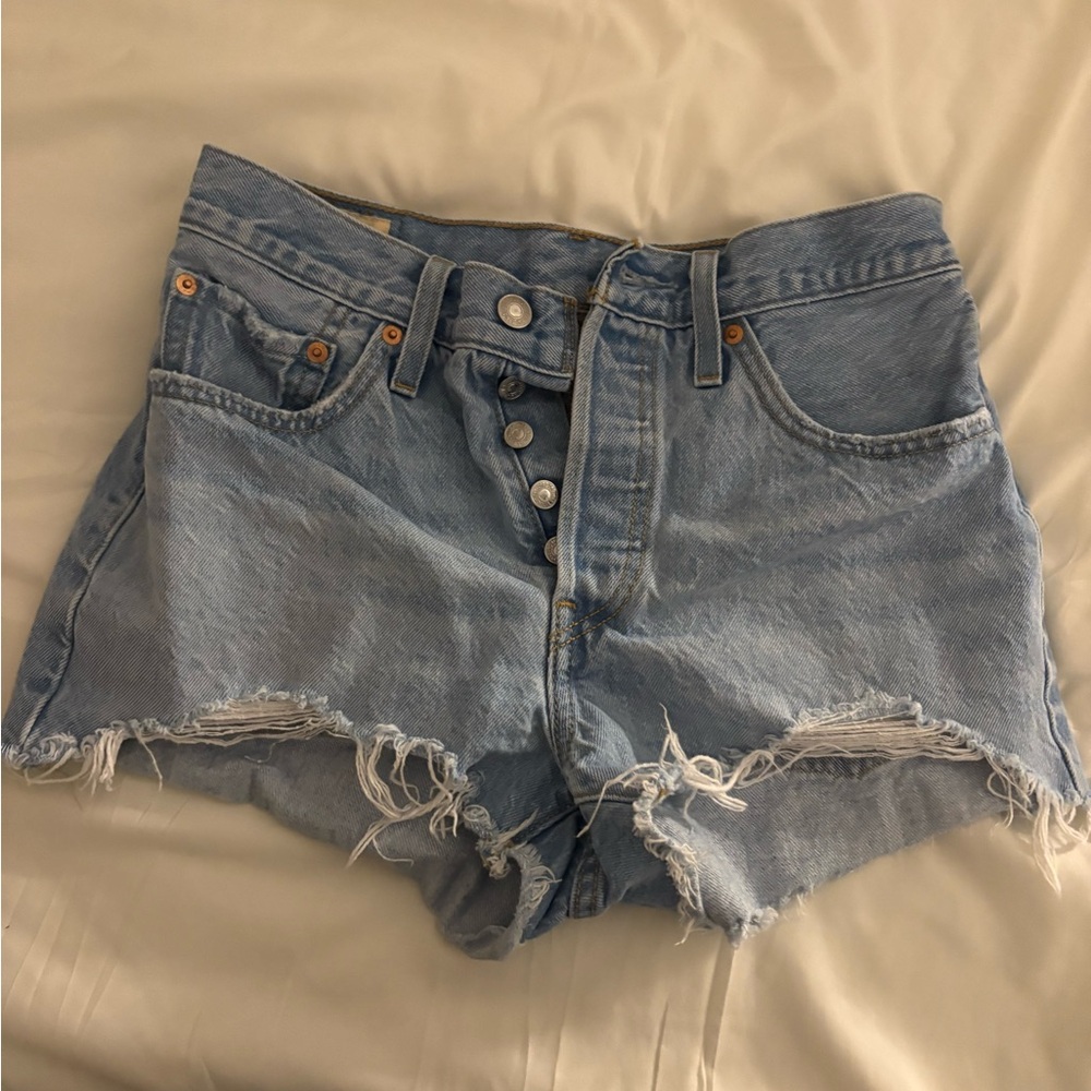 Levi's Light Blue Denim Jean Shorts barley worn